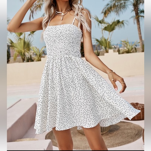 Boho Polka Dot Lace Trim Cami Maxi Dress main image 1